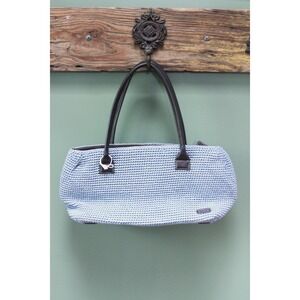 The Sak Blue Crochet Knit Tote Bag Shoulder Bag‎ Casual Purse Handbag